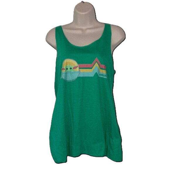 STAR WARS The Mandalorian Rainbow Child Green Racerback Tank Top Womens XL - Picture 3 of 10